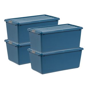 91Qt. Eco-Friendly Stackable Plastic Storage Bins 4 Pack