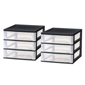 2-Pack 3-Drawer Plastic Desktop Organizer
