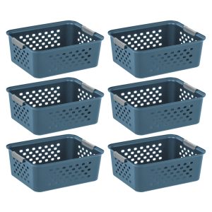 Plastic Storage Basket, 6-Pack, Medium, Shelf Basket Storage Organizer