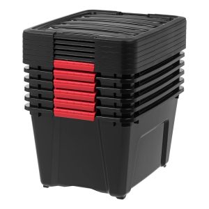 Stack & Pull Storage Box - 32 QT, 6 Pack, Black
