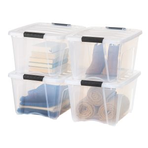 Stack & Pull Storage Box - 32 QT Clear 4 Pack