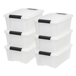 Stack & Pull Storage Box - 12 QT, 6 Pack, Pearl